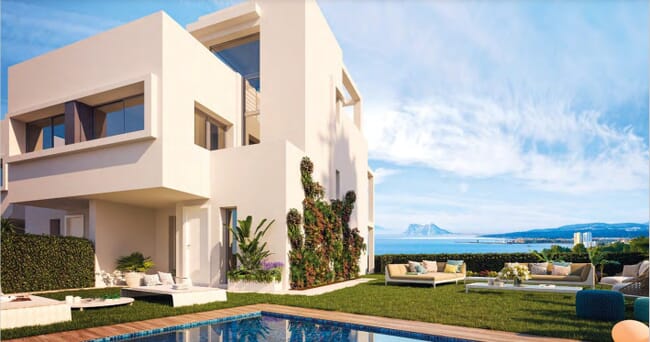 Townhouses with a beautiful view of the Rock of Gibraltar, Bahia de las Rocas