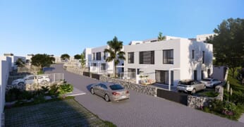 Nueva promoción sobre plano de casas adosadas contemporáneas en Riviera del Sol, Mijas