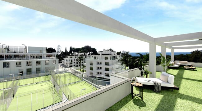 Unique concept of the complex with on-site rental management and sports club inn Mijas Costa, Costa Del Sol, Spain